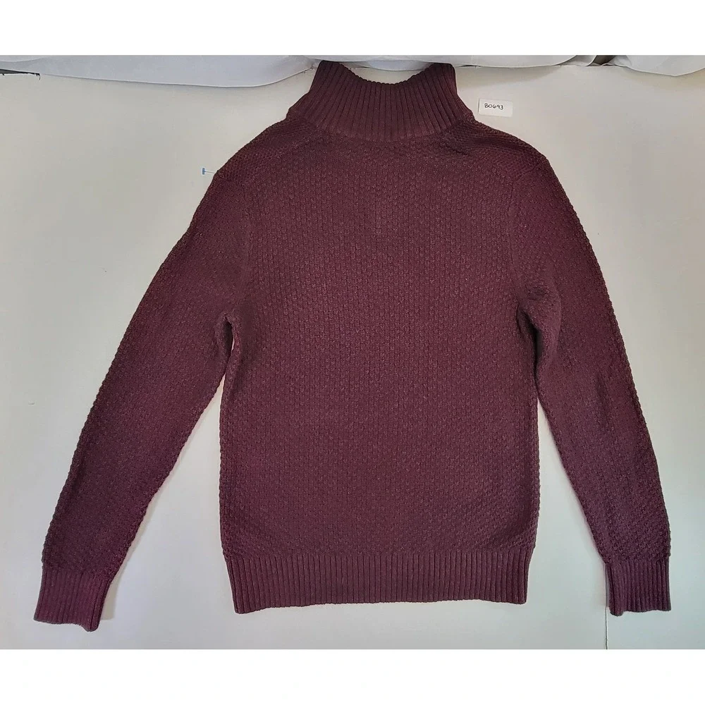 Banana Republic Burgundy Textured Mock Neck Button‎ Up Sweater Mens Medium